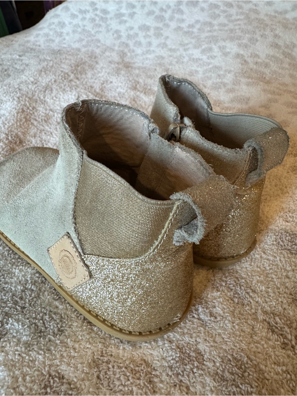 Livie & Luca Girls Glitter Ankle Boots in Light Gold